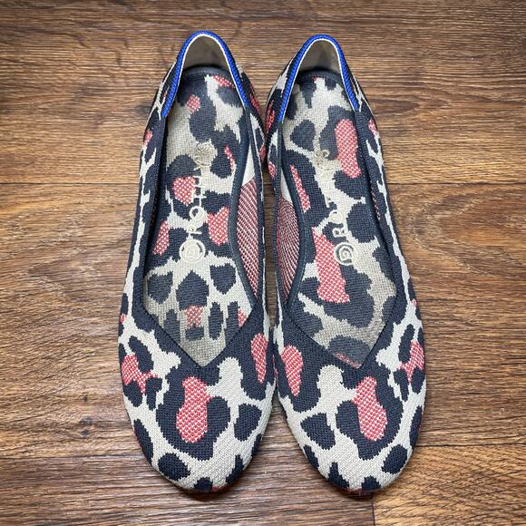 Rothy's Shoes Women's Red Cat Leopard Print Ballet Slip On Flats W 8.5 - Picture 15 of 16